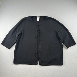 Designers Originals Sweater Women's 2X Black Open Front 100% Cotton